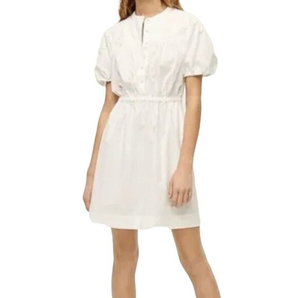 J. Crew Puff sleeve Cotton Poplin Shirtdress White Size Medium and Large NWT - Picture 1 of 16